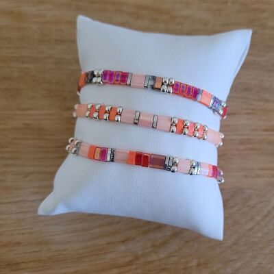 TILA - 3 bracelets - bijoux - femme -  orange version argentée -  cadeaux - Fête des mères