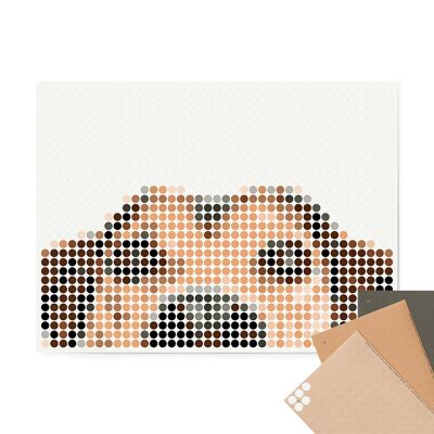 Set de pixel art con puntos de pegamento - perro 30x40 cm