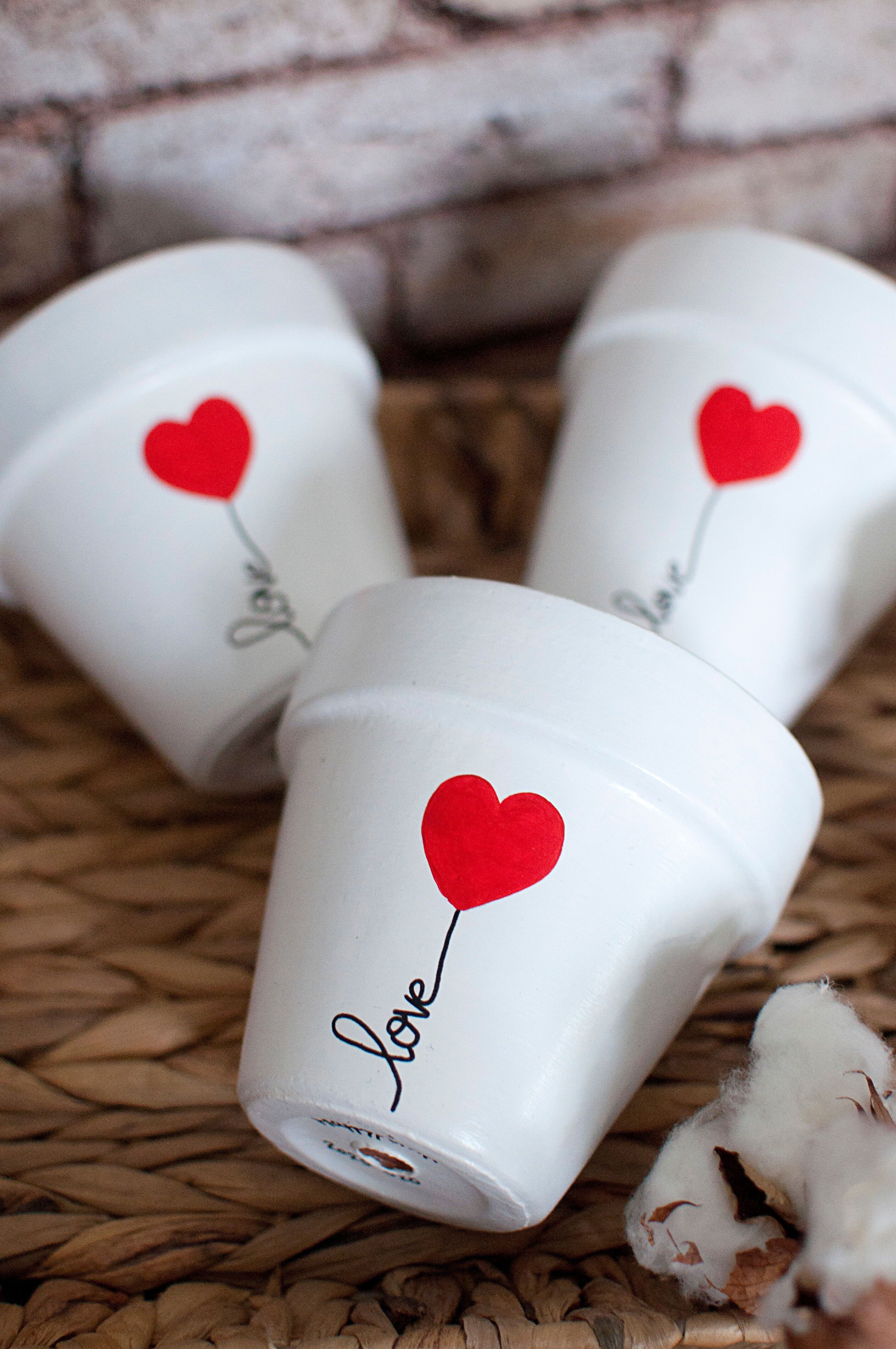 Vaso di fiori / Vaso di fiori in terracotta: palloncino dell'amore [Regalo di San Valentino / Regalo di nozze / Regalo d'amore / Regalo di coppia]