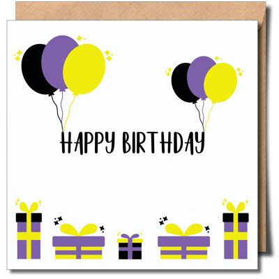 Happy Birthday Non-Binary Greeting Card. Non-Binary Birthday Card.