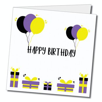 Carte de voeux non binaire de joyeux anniversaire. Carte d’anniversaire non binaire. 2