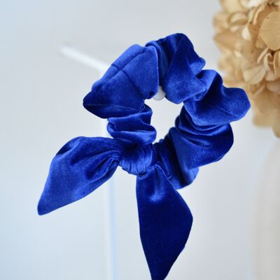 Royal blue bow scrunchie