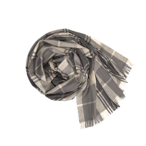 Talisker Plaid Grey Cashmere Scarf