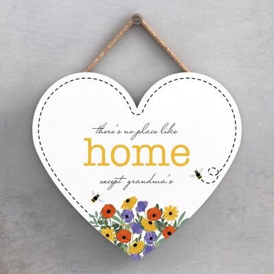 P3211-1 - No Place Like Home Except Grandmas Spring Meadow Theme Wooden Hanging Plaque