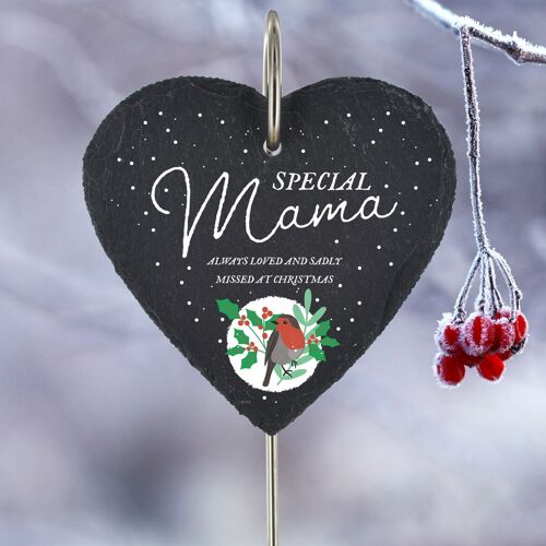 P3213-14 - Special Mama Missed At Christmas Hanging Slate Grave Plaque Stake
