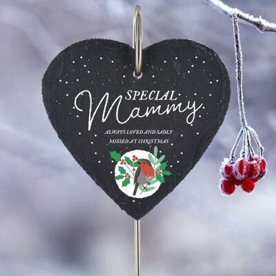 P3213-16 - Speciale Mammy Missed At Christmas Hanging Slate Grave Plaque Palo