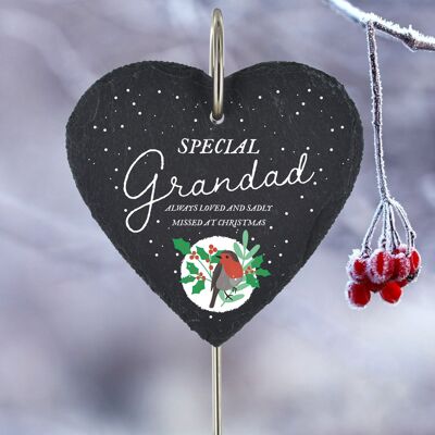 P3213-20 - Special Grandad Missed at Christmas Schiefer-Grabtafel zum Aufhängen