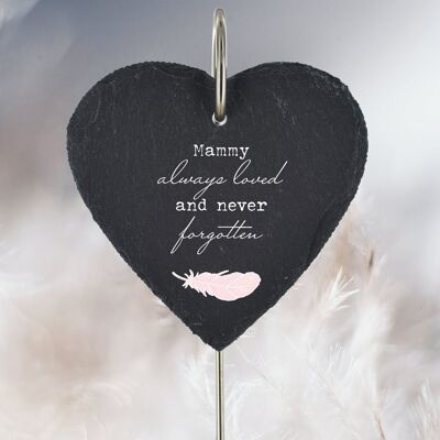 P3216-16 - Mammy Always Loved Never Forgotten Feather Memorial Slate Grave Plaque Stake