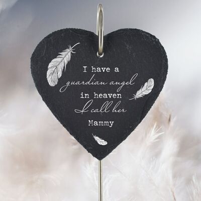 P3217-16 - Guardian Angel In Heaven Called Mammy Feather Memorial Slate Grave Plaque