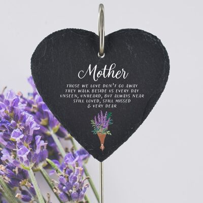 P3218-19 – Mutter, die wir lieben, geht nicht Lavendel-Gedenktafel aus Schiefer