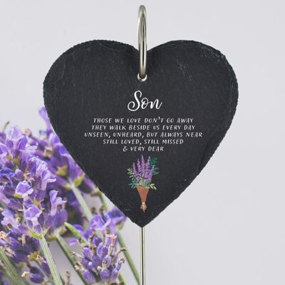 P3218-35 - Son Those We Love Don?T Go Lavender Memorial Slate Grave Plaque