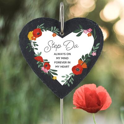 P3219-50 - Step Da Always On My Mind Poppy Themed Colourful Memorial Slate Grave Plaque