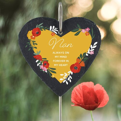 P3219-6 - Nan Always On My Mind Poppy Themed Colourful Memorial Slate Grave Plaque