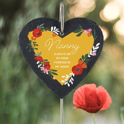 P3219-9 - Nanny Always On My Mind Poppy Themed Colourful Memorial Slate Grave Plaque