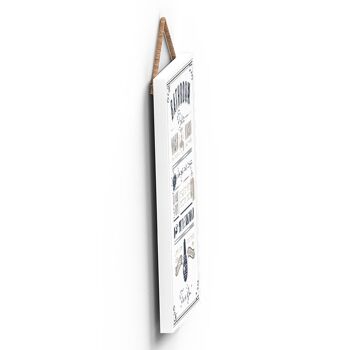 P3229 - Règles de la salle de bain Plaque à suspendre en bois avec typographie grise moderne 4
