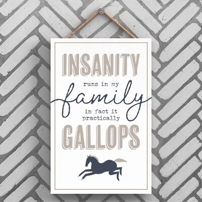 P3238 - Insanity Family Modern Grey Typography Home Humour Wooden Hanging Plaque