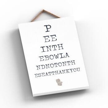 P3241 - Eye Test Pee Modern Grey Typography Home Humour Plaque à suspendre en bois 2