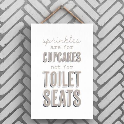 P3247 - Sprinkles For Cupcakes Modern Grey Typography Home Humour Plaque à suspendre en bois
