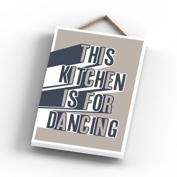 P3251 - Kitchen Dancing Modern Grey Typography Home Humor Plaque à suspendre en bois 3