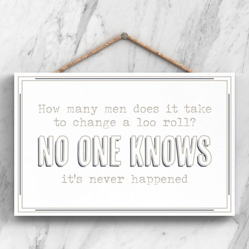 P3256 - Change A Loo Roll Modern Grey Typography Home Humour Wooden Hanging Plaque