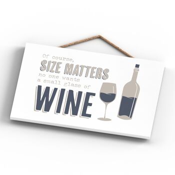 P3261 - Size Matters Wine Modern Grey Typography Home Humor Plaque à suspendre en bois 4