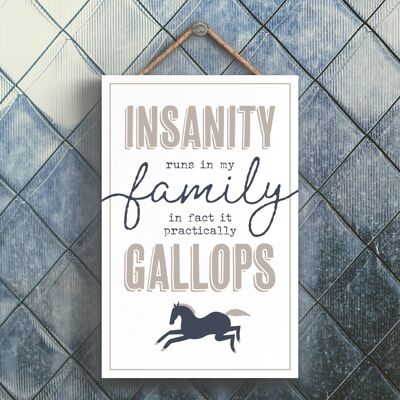 P3277 - Insanity Family Modern Grey Typography Home Humour Wooden Hanging Plaque