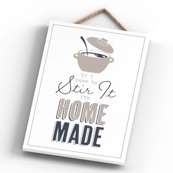 P3278 - Stir Its Homemade Modern Grey Typography Home Humor Plaque à suspendre en bois 4