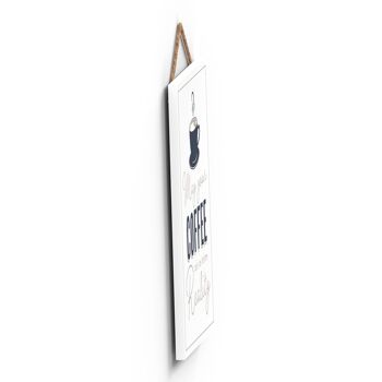 P3279 - Coffee Kick Reality Modern Grey Typography Home Humor Plaque à suspendre en bois 3