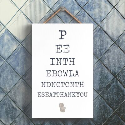 P3280 - Eye Test Pee Modern Gray Typography Home Humor Placa colgante de madera