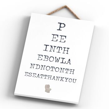 P3280 - Eye Test Pee Modern Grey Typography Home Humour Plaque à suspendre en bois 4