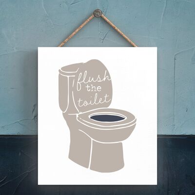 P3302 – Toilette mit Spülung, modernes Grau, Typografie, Zuhause, Humor, Holzschild zum Aufhängen