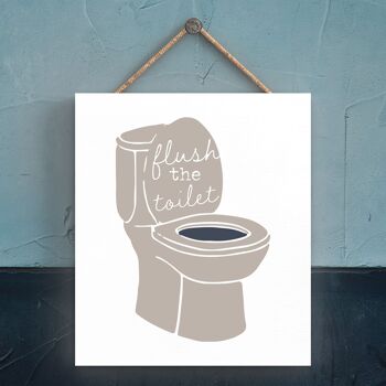 P3302 - Toilette à Chasse d'Eau Moderne Gris Typographie Maison Humour Plaque à Suspendre en Bois 1