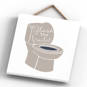 P3302 - Toilette à Chasse d'Eau Moderne Gris Typographie Maison Humour Plaque à Suspendre en Bois 4