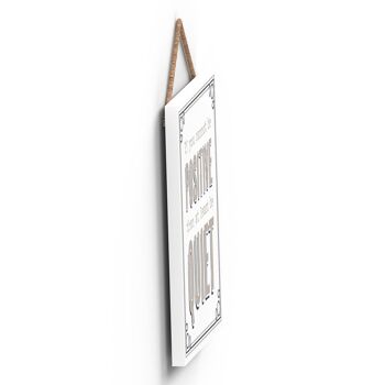 P3308 - Plaque à suspendre en bois avec typographie moderne grise positive ou silencieuse 3