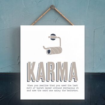 P3312 - Karma Papier Toilette Moderne Gris Typographie Home Humour Plaque à Suspendre en Bois 1