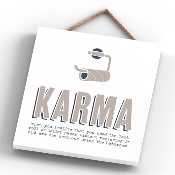 P3312 - Karma Papier Toilette Moderne Gris Typographie Home Humour Plaque à Suspendre en Bois 4