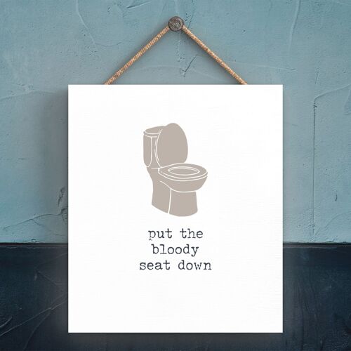 P3323 - Put Seat Down Modern Grey Typography Home Humour Wooden Hanging Plaque