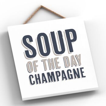 P3330 - Soupe Du Jour Champagne Moderne Gris Typographie Home Humor Plaque Bois 2