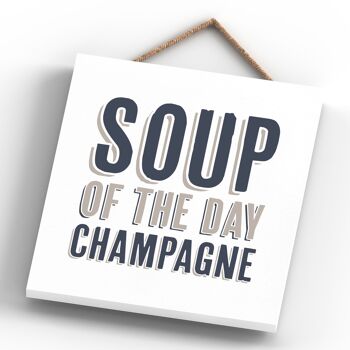 P3330 - Soupe Du Jour Champagne Moderne Gris Typographie Home Humor Plaque Bois 4