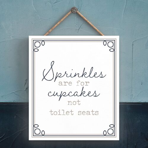 P3338 - Sprinkle For Cupcakes Modern Grey Typography Home Humour Wooden Hanging Plaque