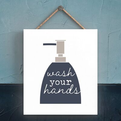P3343 – Waschen Sie Ihre Hände Moderne graue Typografie Home Humor Holzschild zum Aufhängen
