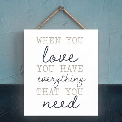 P3345 - Love Have Everything Modern Gray Typography Home Humour Plaque à suspendre en bois