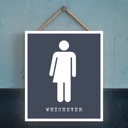 P3347 - Whichever Toilet Sign Modern Grey Typography Home Humour Wooden Hanging Plaque