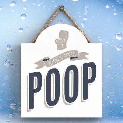 P3352 - Nice Poop Modern Gray Typography Home Humor Placa colgante de madera