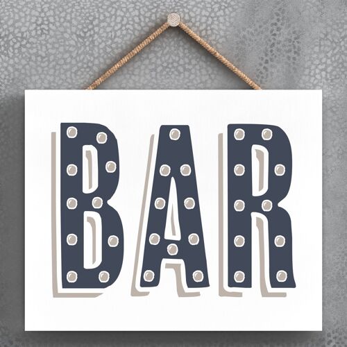 P3372 - Bar Modern Grey Typography Home Humour Wooden Hanging Plaque