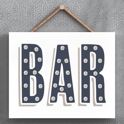 P3372 - Plaque à suspendre en bois Bar Modern Grey Typography Home Humour