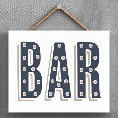 P3372 - Bar Modern Gray Typography Home Humor Placa Colgante de Madera