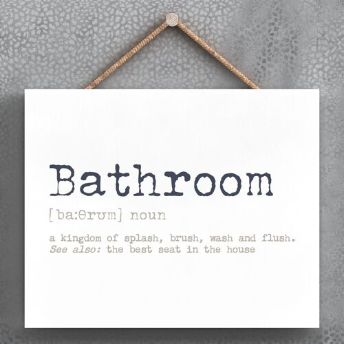 P3373 - Bathroom  Modern Grey Typography Home Humour Wooden Hanging Plaque