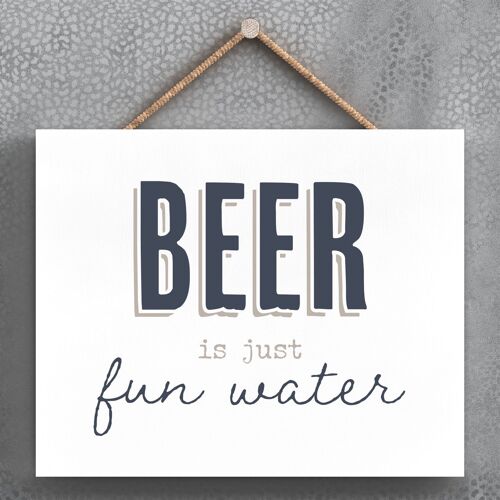 P3375 - Beer Fun Water Modern Grey Typography Home Humour Wooden Hanging Plaque