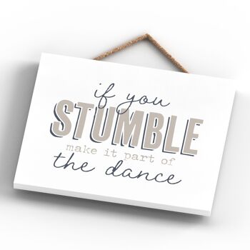 P3383 - Stumble Dance Moderne Gris Typographie Home Humour Plaque à Suspendre en Bois 4